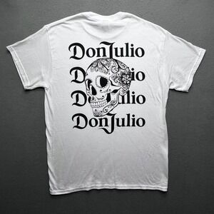 Don Julio Men T-Shirt 100% Cotton Medium White Sugar Skull Graphic Tee